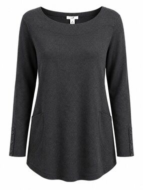J.Jill NWT Charcoal Knit Tunic Sweater with Pockets